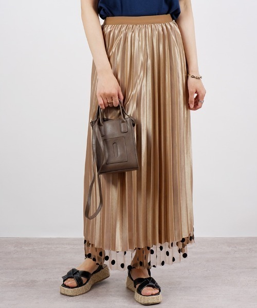 CLOTHY(クロシィ)の「【パッと目を惹くレトロなスタイル♪】2WAYドット柄チュールスカート(スカート・レディース・ベージュ/サックスブルー/ブラック・MEDIUM)」の17枚目の写真