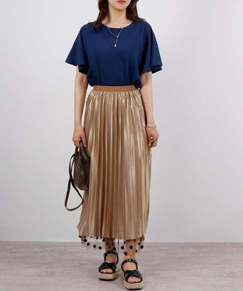 CLOTHY(クロシィ)の「【パッと目を惹くレトロなスタイル♪】2WAYドット柄チュールスカート(スカート・レディース・ベージュ/サックスブルー/ブラック・MEDIUM)」の20枚目の写真