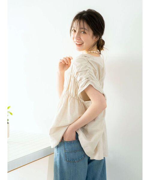 Ungrid(アングリッド)の「リネン混ギャザーノースリブラウス(シャツ/ブラウス・レディース・アイボリー/レッド/ブルー・FREE)」の6枚目の写真