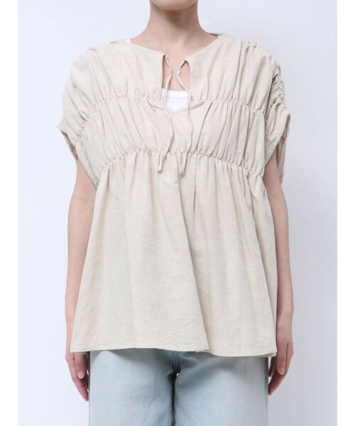 Ungrid(アングリッド)の「リネン混ギャザーノースリブラウス(シャツ/ブラウス・レディース・アイボリー/レッド/ブルー・FREE)」の18枚目の写真