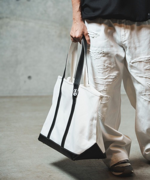 ADAM PATEK(アダムパテック)の「ADAMPATEK/leather combi basic big tote bag/レザーコンビベーシックビッグトート(AP2519038)(トートバッグ・レディース・ブラック/ホワイト・FREE)」の7枚目の写真