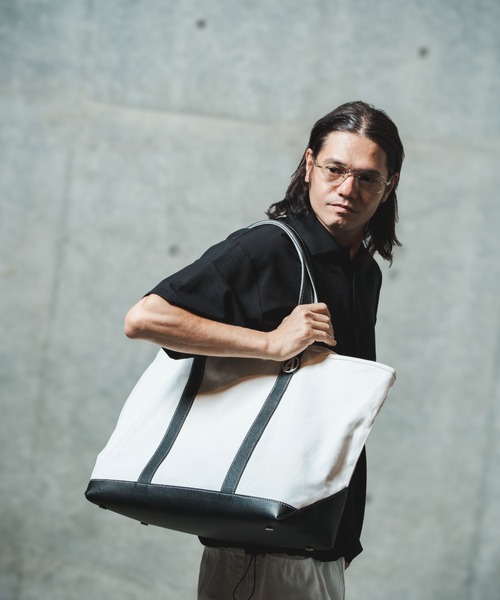ADAM PATEK(アダムパテック)の「ADAMPATEK/leather combi basic big tote bag/レザーコンビベーシックビッグトート(AP2519038)(トートバッグ・レディース・ブラック/ホワイト・FREE)」の13枚目の写真