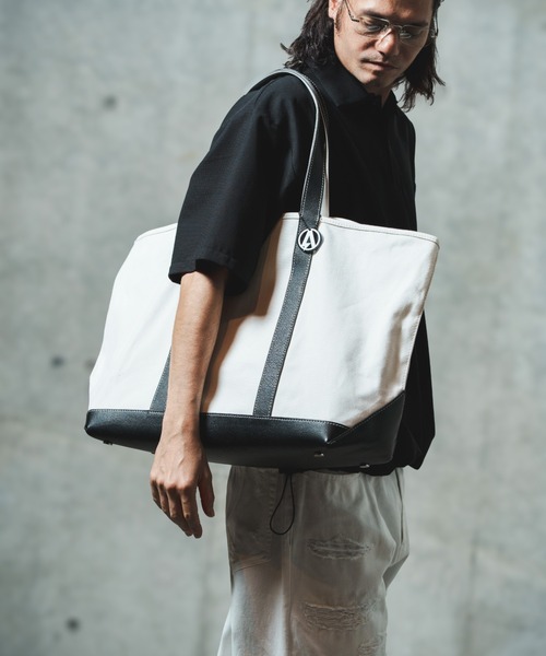 ADAM PATEK(アダムパテック)の「ADAMPATEK/leather combi basic big tote bag/レザーコンビベーシックビッグトート(AP2519038)(トートバッグ・レディース・ブラック/ホワイト・FREE)」の12枚目の写真