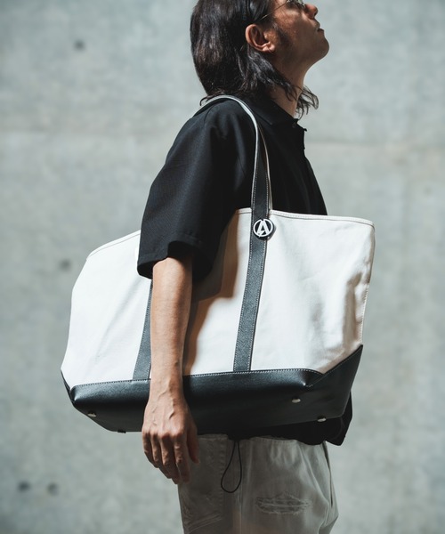 ADAM PATEK(アダムパテック)の「ADAMPATEK/leather combi basic big tote bag/レザーコンビベーシックビッグトート(AP2519038)(トートバッグ・レディース・ブラック/ホワイト・FREE)」の11枚目の写真