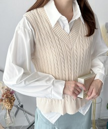 Amulet（アミュレット）の「そのまま着てもレイヤードしても◎オールシーズン活躍♪　ケーブルニットベスト（ベスト）」