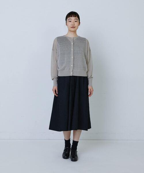 LOISIR（ロワズィール）の「【2WAY】リネンナイロン天竺シアーニットカーディガン（カーディガン/ボレロ・レディース・ピンク/ベージュ/グレー・FREE）」の5枚目の写真