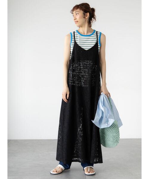 Lugnoncure（ルノンキュール）の「総レースキャミワンピース（ワンピース・レディース・ブラック/オフホワイト・F）」の3枚目の写真