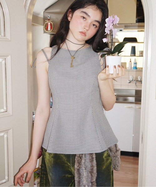 musubore サイドリボントップス side ribbon flare blouse / サイドリボンフレアブラウス