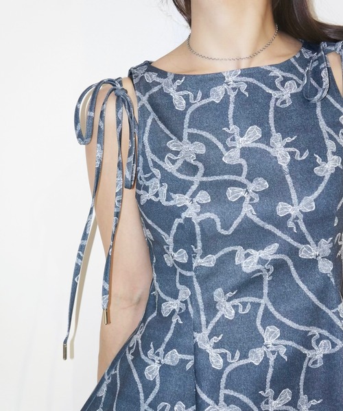 musubore（ムスボレ）の「side ribbon flare blouse / サイドリボンフレアブラウス（シャツ/ブラウス・レディース・その他/ネイビー・FREE）」の3枚目の写真