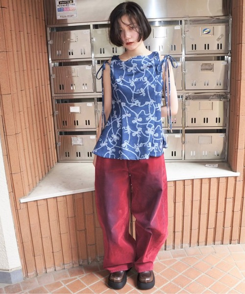 side ribbon flare blouse / サイドリボンフレアブラウス