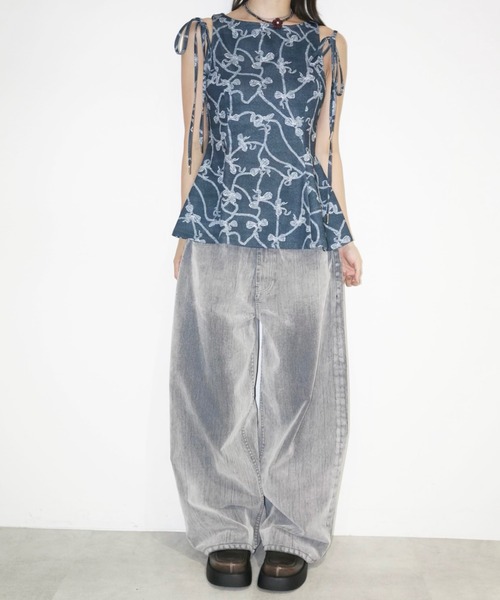 musubore（ムスボレ）の「side ribbon flare blouse / サイドリボンフレアブラウス（シャツ/ブラウス・レディース・その他/ネイビー・FREE）」の5枚目の写真