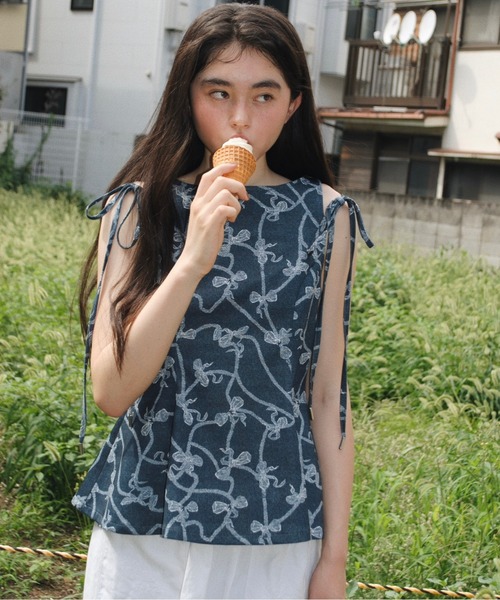 side ribbon flare blouse / サイドリボンフレアブラウス