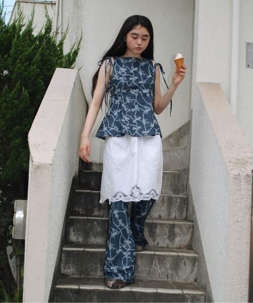 musubore サイドリボントップス side ribbon flare blouse / サイドリボンフレアブラウス