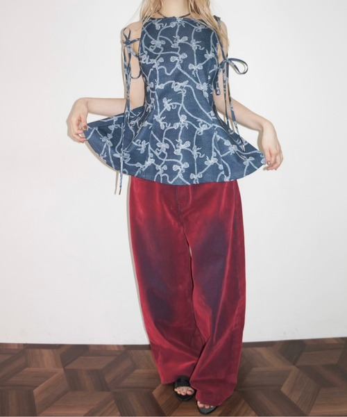 side ribbon flare blouse / サイドリボンフレアブラウス