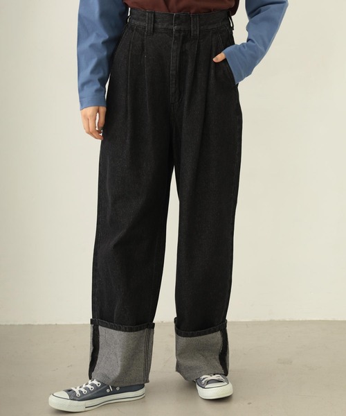 MILKFED.（ミルクフェド）の「ROLL UP DENIM（デニムパンツ・レディース・オフホワイト/ブラック/インディゴブルー・S/M）」の4枚目の写真