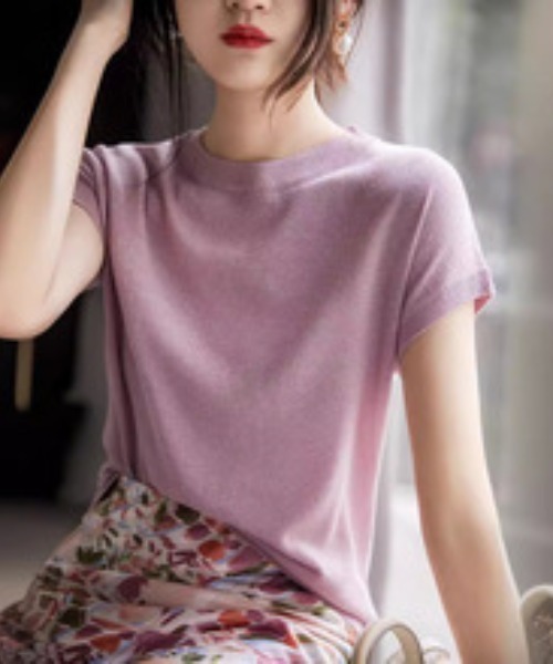 maison de LATIR（メゾンドラティール）の「さりげなく輝くラメが主役。上品見えフレンチスリーブニット。（ニット/セーター・レディース・ベージュ/ブラック/グレー/ネイビー/パープル/グリーン・FREE）」の18枚目の写真