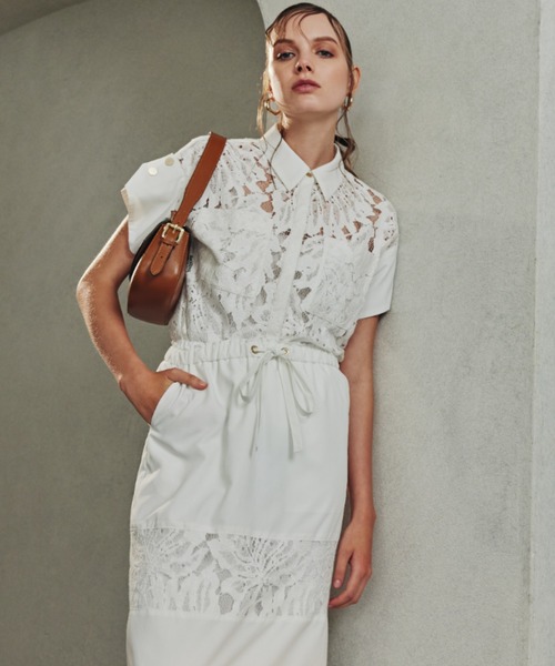 PINKY&DIANNE（ピンキーアンドダイアン）の「◆リーフ柄レースシャツ（シャツ/ブラウス・レディース・ホワイト/ブラック・38）」の6枚目の写真