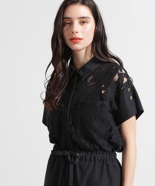 PINKY&DIANNE（ピンキーアンドダイアン）の「◆リーフ柄レースシャツ（シャツ/ブラウス・レディース・ホワイト/ブラック・38）」の7枚目の写真