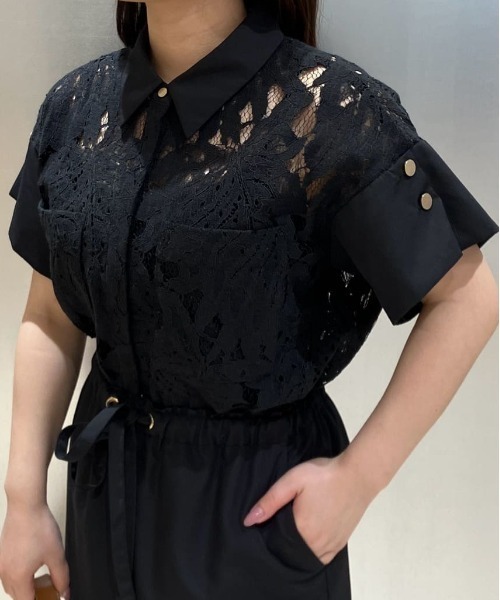 PINKY&DIANNE（ピンキーアンドダイアン）の「◆リーフ柄レースシャツ（シャツ/ブラウス・レディース・ホワイト/ブラック・38）」の14枚目の写真