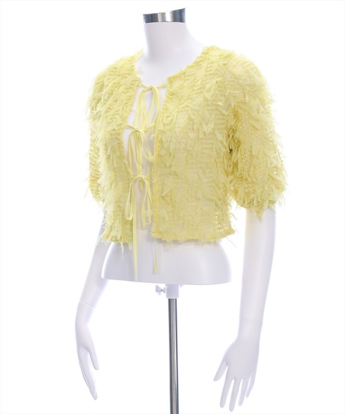 clear（クリア）の「チュールヤーンリボンブラウス [大人 カジュアル]≪2025SS新作≫（シャツ/ブラウス・レディース・イエロー/ピンクベージュ/アイボリー・F）」の4枚目の写真