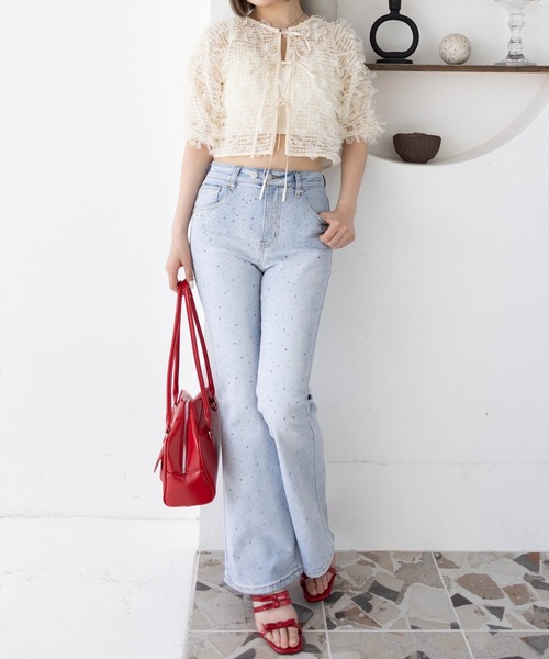 clear（クリア）の「チュールヤーンリボンブラウス [大人 カジュアル]≪2025SS新作≫（シャツ/ブラウス・レディース・イエロー/ピンクベージュ/アイボリー・F）」の15枚目の写真