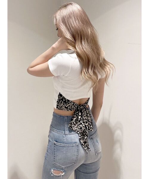 gyda レオパードバックリボントップス レオパードバックリボントップス（Tシャツ/カットソー）｜GYDA