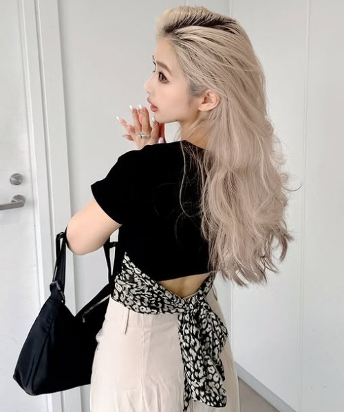 レオパードバックリボントップス（Tシャツ/カットソー）｜GYDA