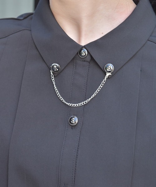 axes femme（アクシーズファム）の「チェーン付プリーツフラシブラウス（シャツ/ブラウス・レディース・ブルーグリーン/ブラック/キナリ・FREE）」の7枚目の写真