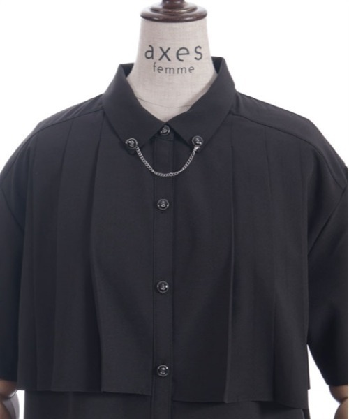 チェーン付プリーツフラシブラウス（シャツ/ブラウス）｜axes
