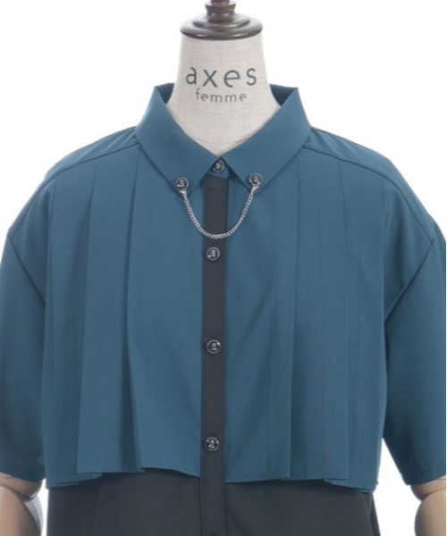 axes femme（アクシーズファム）の「チェーン付プリーツフラシブラウス（シャツ/ブラウス・レディース・ブルーグリーン/ブラック/キナリ・FREE）」の16枚目の写真