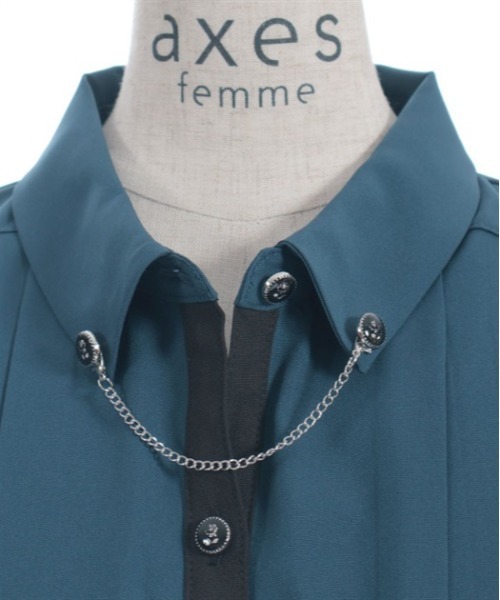 axes femme（アクシーズファム）の「チェーン付プリーツフラシブラウス（シャツ/ブラウス・レディース・ブルーグリーン/ブラック/キナリ・FREE）」の18枚目の写真