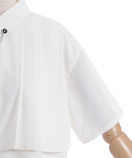 axes femme（アクシーズファム）の「チェーン付プリーツフラシブラウス（シャツ/ブラウス・レディース・ブルーグリーン/ブラック/キナリ・FREE）」の9枚目の写真