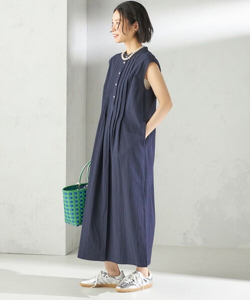 SHIPS(シップス)の「〈手洗い可能〉ACAR リップル タック ワンピース(ワンピース・レディース・ネイビー/レッド/ブラック・ONE SIZE)」の9枚目の写真