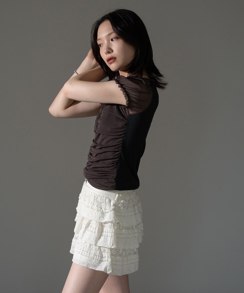 apres jour mignon(アプレジュールミニョン)の「レイヤードチュールトップス【ZOZOTOWN限定アイテム】(Tシャツ/カットソー・レディース・ブルー/チャコールグレー/ピンク/ブラウン系その他・X-LARGE/フリー)」の10枚目の写真