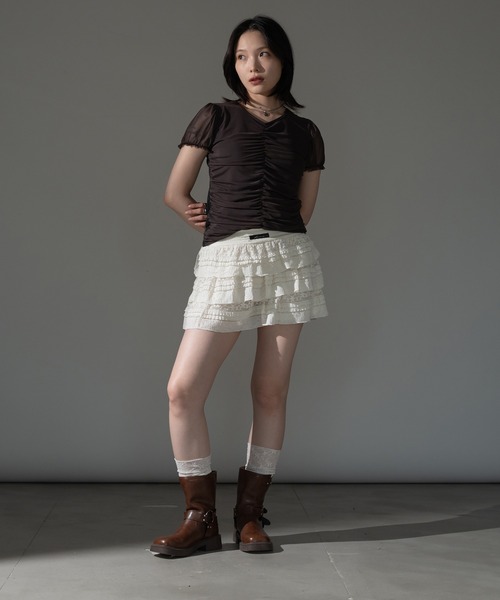 apres jour mignon(アプレジュールミニョン)の「レイヤードチュールトップス【ZOZOTOWN限定アイテム】(Tシャツ/カットソー・レディース・ブルー/チャコールグレー/ピンク/ブラウン系その他・X-LARGE/フリー)」の11枚目の写真