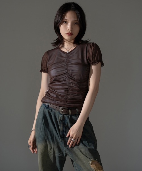apres jour mignon(アプレジュールミニョン)の「レイヤードチュールトップス【ZOZOTOWN限定アイテム】(Tシャツ/カットソー・レディース・ブルー/チャコールグレー/ピンク/ブラウン系その他・X-LARGE/フリー)」の14枚目の写真