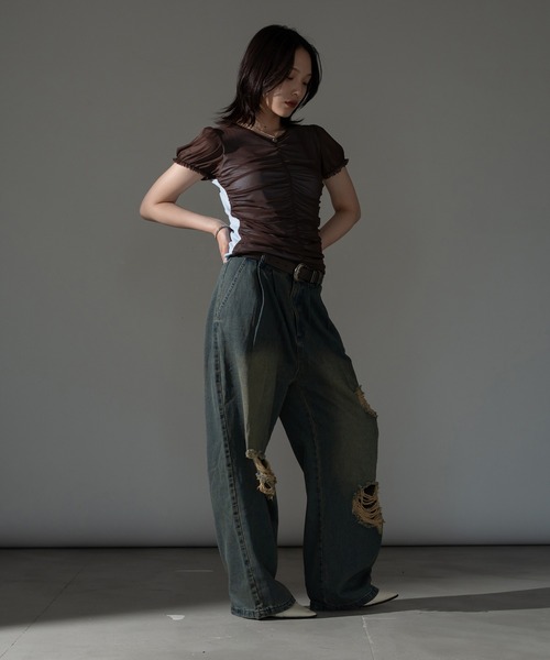 apres jour mignon(アプレジュールミニョン)の「レイヤードチュールトップス【ZOZOTOWN限定アイテム】(Tシャツ/カットソー・レディース・ブルー/チャコールグレー/ピンク/ブラウン系その他・X-LARGE/フリー)」の15枚目の写真