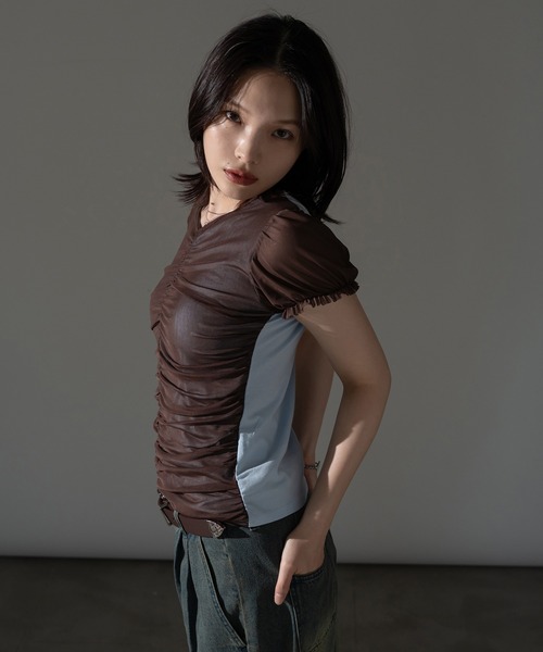 apres jour mignon(アプレジュールミニョン)の「レイヤードチュールトップス【ZOZOTOWN限定アイテム】(Tシャツ/カットソー・レディース・ブルー/チャコールグレー/ピンク/ブラウン系その他・X-LARGE/フリー)」の7枚目の写真
