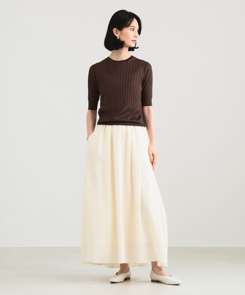 SLOANE（スローン）の「【別注】SLOANE / 18ゲージ シルク リブ ハーフスリーブ［手洗い可］（ニット/セーター・レディース・グリーン/ブラウン・2/1）」の3枚目の写真