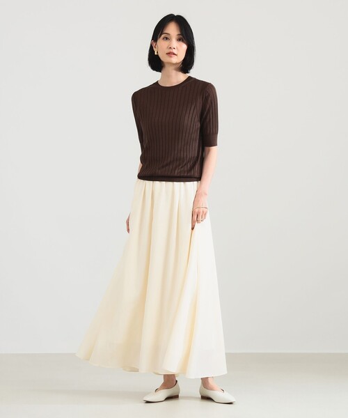 SLOANE（スローン）の「【別注】SLOANE / 18ゲージ シルク リブ ハーフスリーブ［手洗い可］（ニット/セーター・レディース・グリーン/ブラウン・2/1）」の4枚目の写真