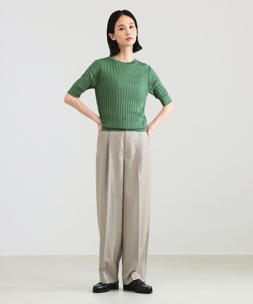 SLOANE（スローン）の「【別注】SLOANE / 18ゲージ シルク リブ ハーフスリーブ［手洗い可］（ニット/セーター・レディース・グリーン/ブラウン・2/1）」の10枚目の写真
