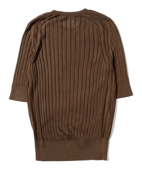 SLOANE（スローン）の「【別注】SLOANE / 18ゲージ シルク リブ ハーフスリーブ［手洗い可］（ニット/セーター・レディース・グリーン/ブラウン・2/1）」の14枚目の写真