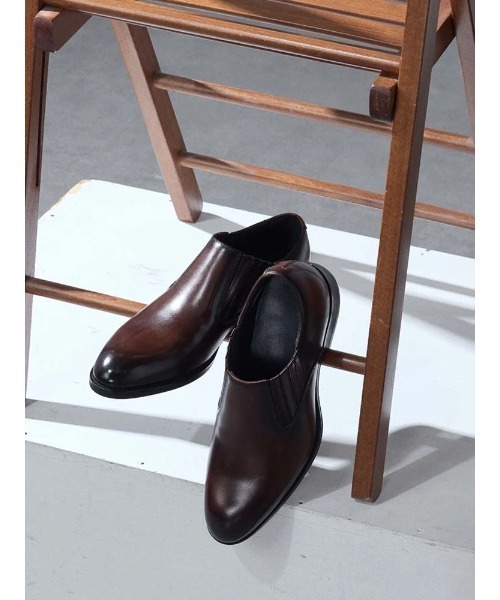 Perfect Suit FActory(パーフェクトスーツファクトリー)の「本革 サイドエラスリッポンシューズ ブラウン(ドレスシューズ・メンズ・ダークブラウン・26.5cm)」の1枚目の写真