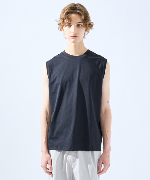 AH ABAHOUSE(エーエイチアバハウス)の「【SORONA】接触冷感 ノースリーブ Tシャツ / タンクトップ(Tシャツ/カットソー・メンズ・ホワイト/ブラック・48/46)」の4枚目の写真