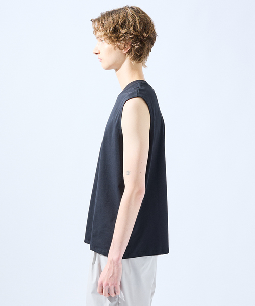 AH ABAHOUSE(エーエイチアバハウス)の「【SORONA】接触冷感 ノースリーブ Tシャツ / タンクトップ(Tシャツ/カットソー・メンズ・ホワイト/ブラック・48/46)」の5枚目の写真