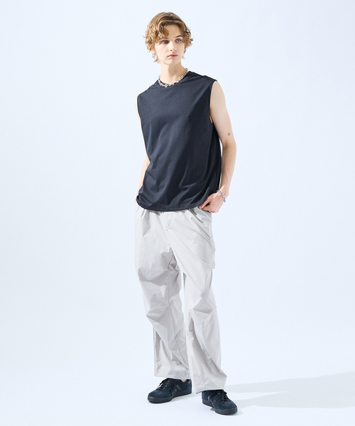 AH ABAHOUSE(エーエイチアバハウス)の「【SORONA】接触冷感 ノースリーブ Tシャツ / タンクトップ(Tシャツ/カットソー・メンズ・ホワイト/ブラック・48/46)」の10枚目の写真