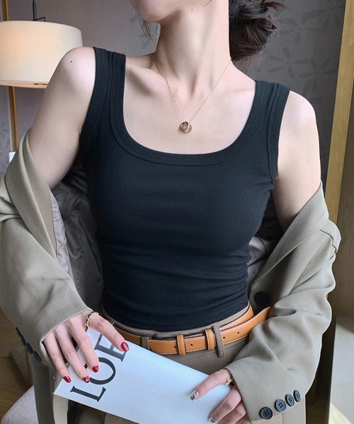 Miniministore(ミニミニストア)の「タンクトップ レディース 無地 Uネック(タンクトップ・レディース・ブラック/グレー/ブラウン/ライトグレー/ホワイト/ベージュ/ダークベージュ・L/M/XL)」の14枚目の写真