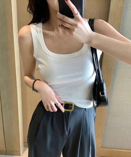 Miniministore(ミニミニストア)の「タンクトップ レディース 無地 Uネック(タンクトップ・レディース・ブラック/グレー/ブラウン/ライトグレー/ホワイト/ベージュ/ダークベージュ・L/M/XL)」の17枚目の写真