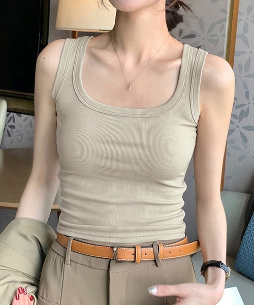 Miniministore(ミニミニストア)の「タンクトップ レディース 無地 Uネック(タンクトップ・レディース・ブラック/グレー/ブラウン/ライトグレー/ホワイト/ベージュ/ダークベージュ・L/M/XL)」の19枚目の写真