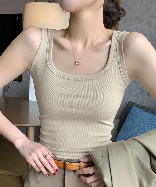 Miniministore(ミニミニストア)の「タンクトップ レディース 無地 Uネック(タンクトップ・レディース・ブラック/グレー/ブラウン/ライトグレー/ホワイト/ベージュ/ダークベージュ・L/M/XL)」の20枚目の写真